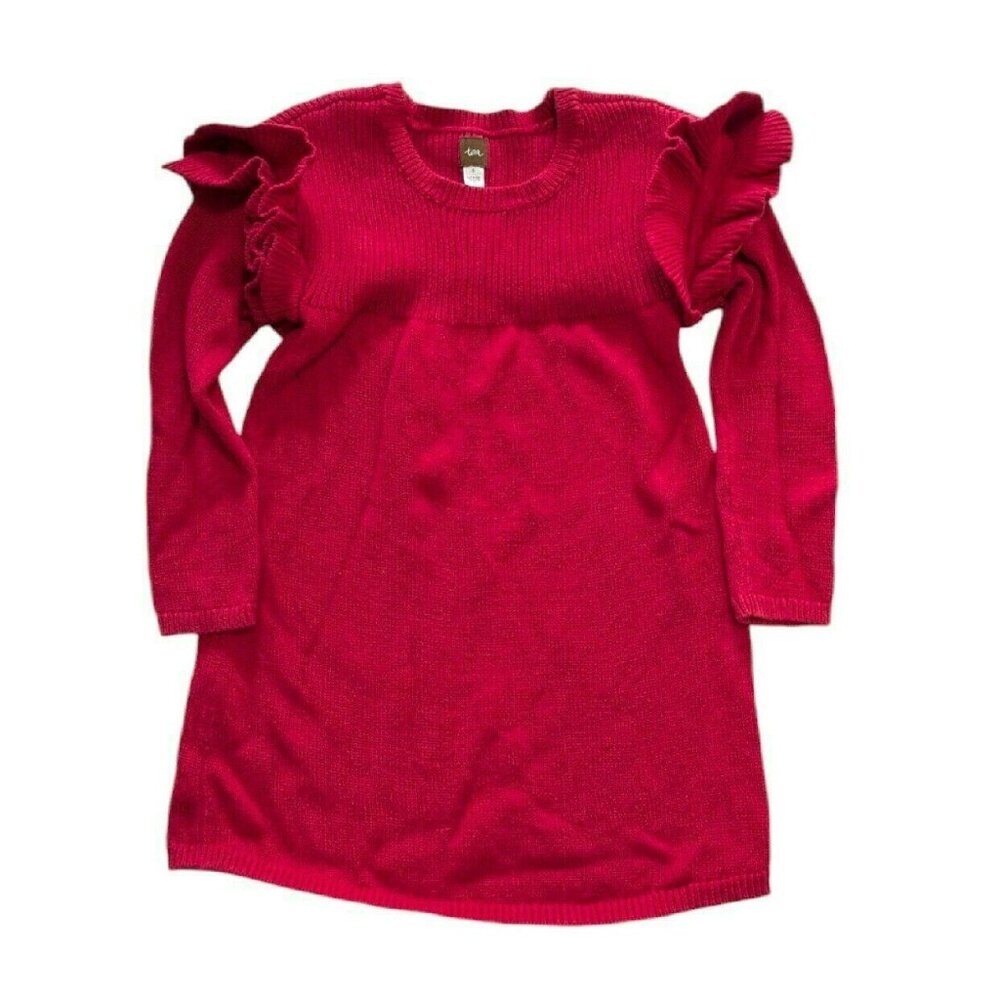 Tea Collection Red Ruffle Sleeve Dress 6y